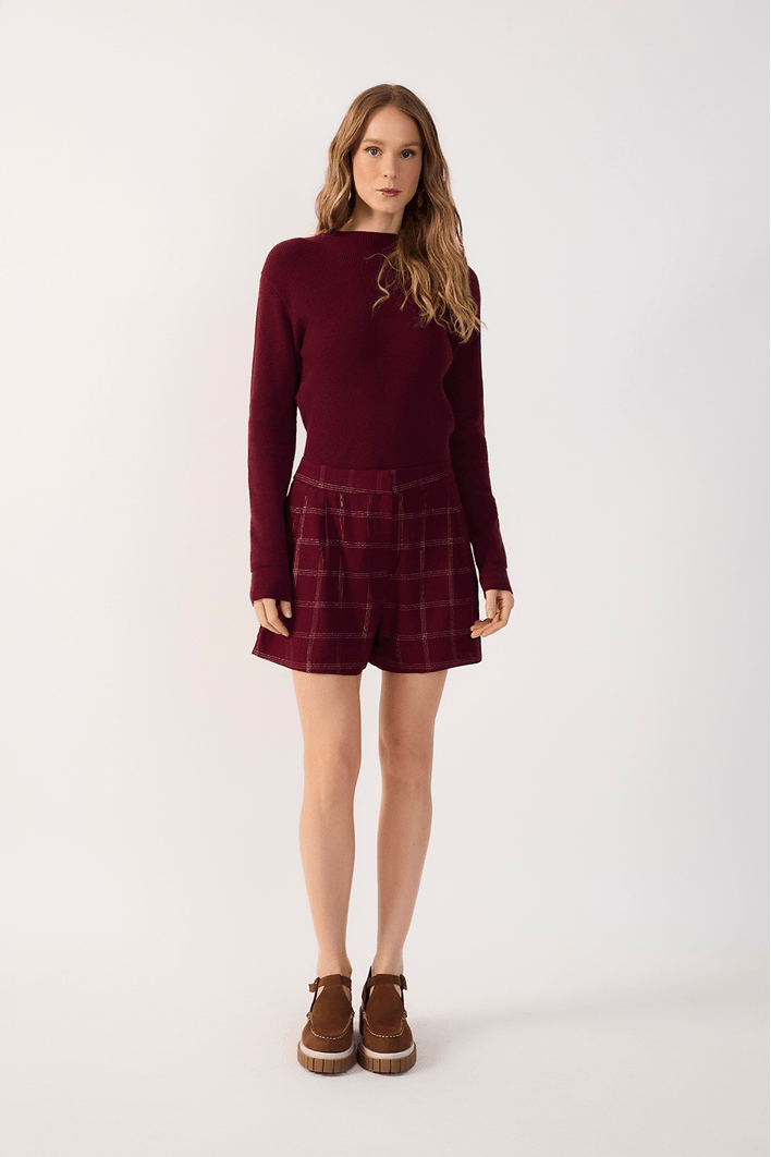 Short Linho Xadrez Lurex