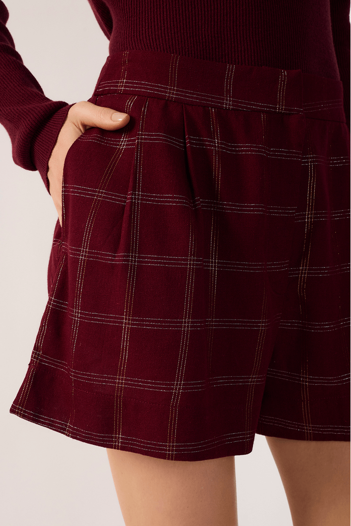 Short Linho Xadrez Lurex