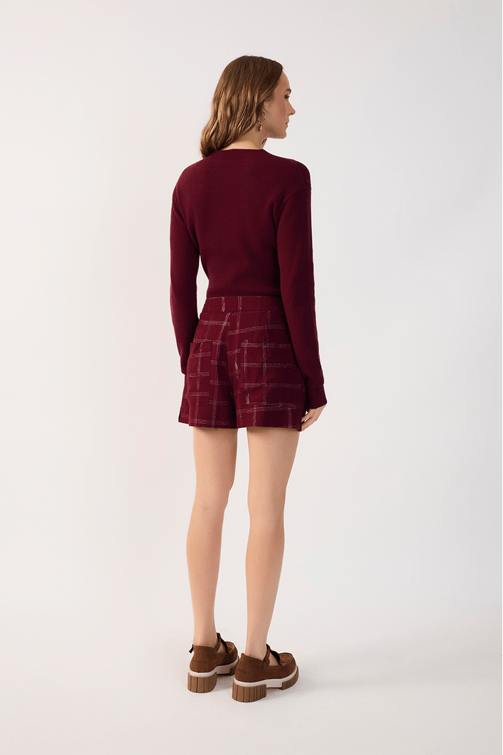 Short Linho Xadrez Lurex