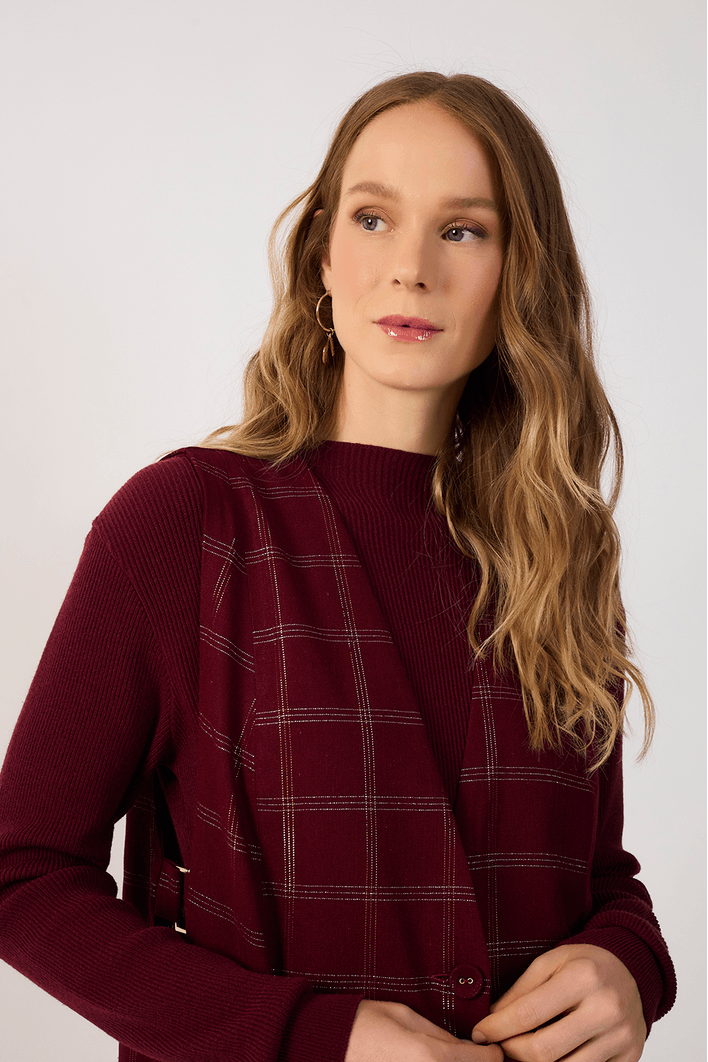 Colete Linho Xadrez Lurex