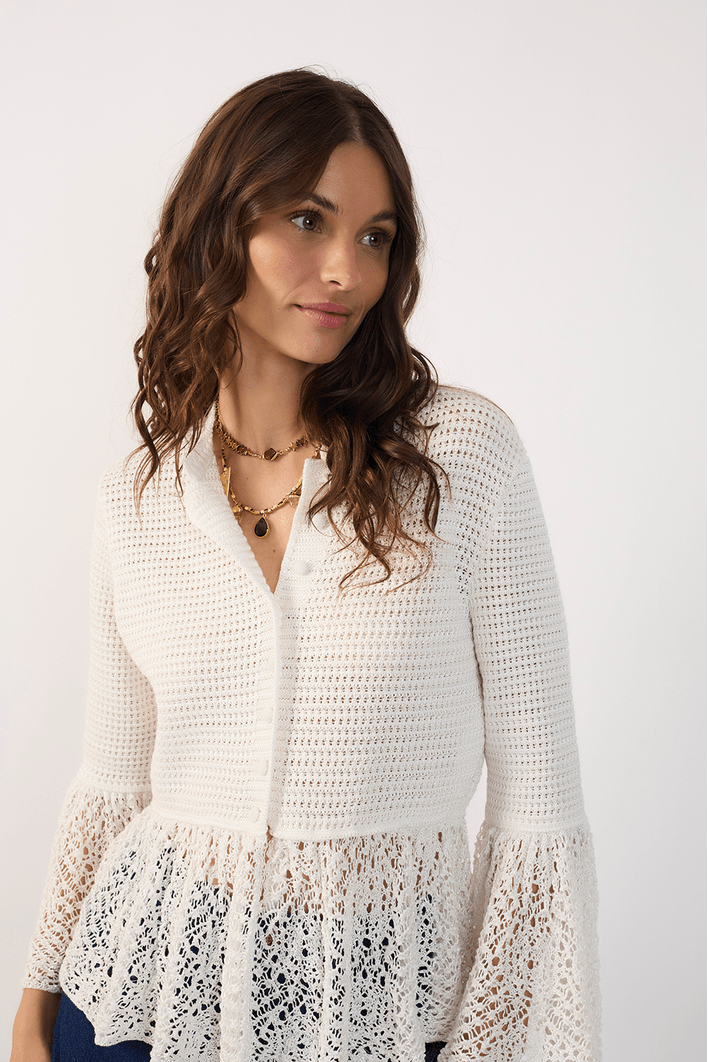 Casaqueto Tricot Detalhe Renda