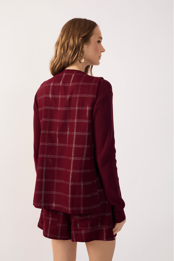 Colete Linho Xadrez Lurex