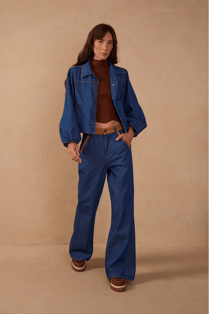Calça Jeans Bicolor Vintage