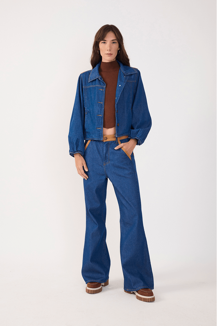 Calça Jeans Bicolor Vintage