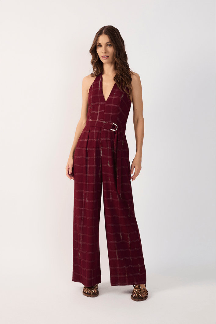 Macacão Linho Xadrez Lurex