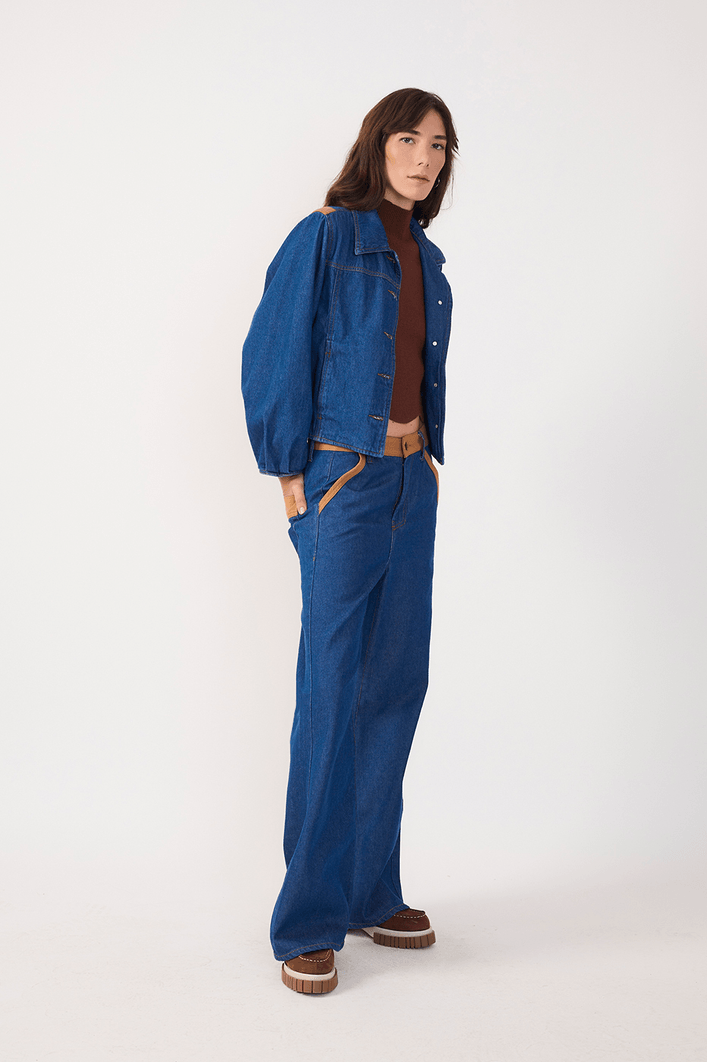 Calça Jeans Bicolor Vintage