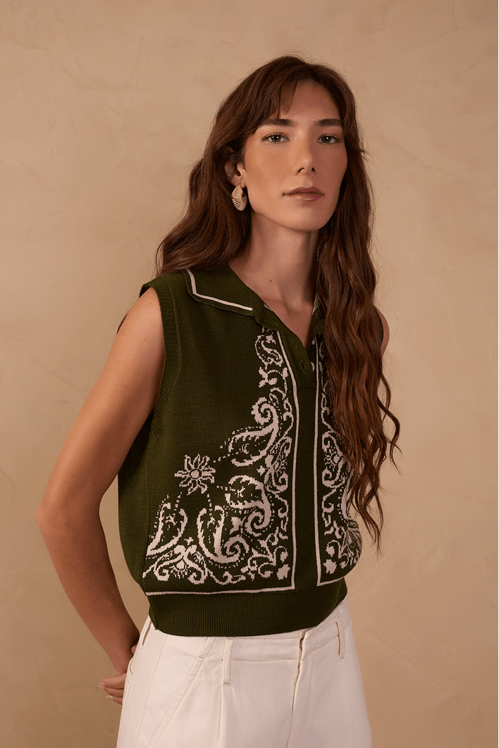 Colete Tricot Lenço