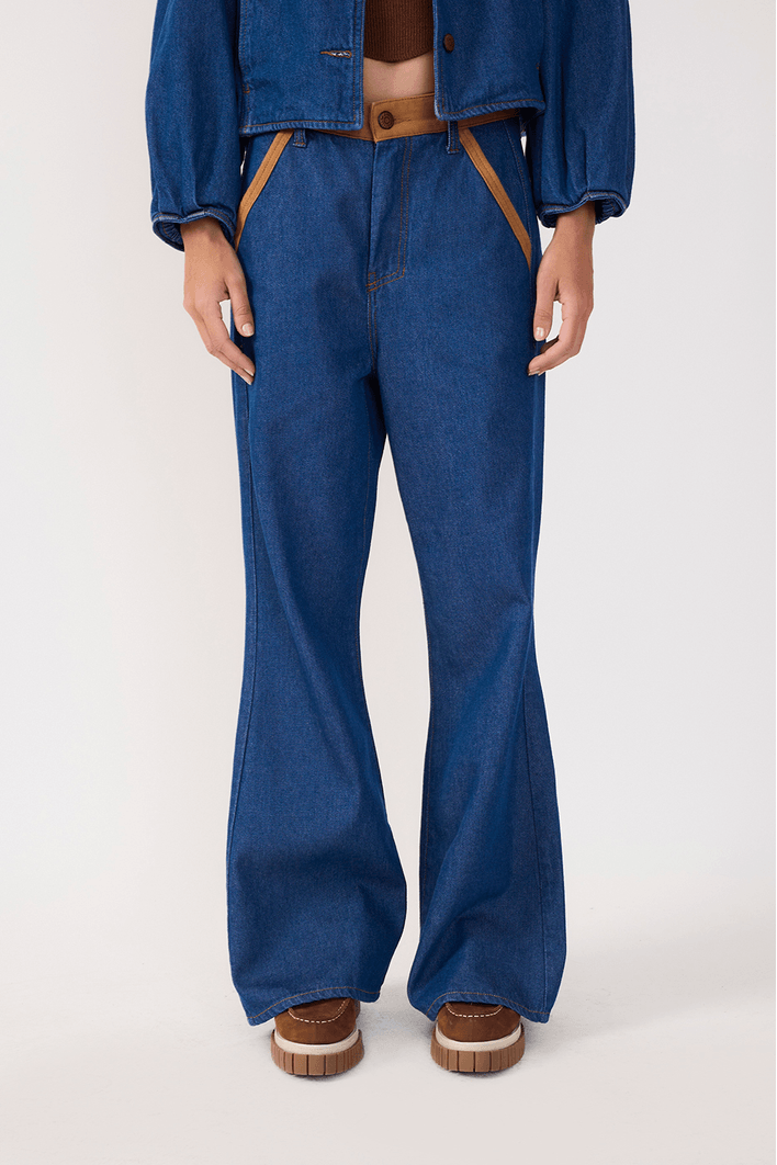 Calça Jeans Bicolor Vintage