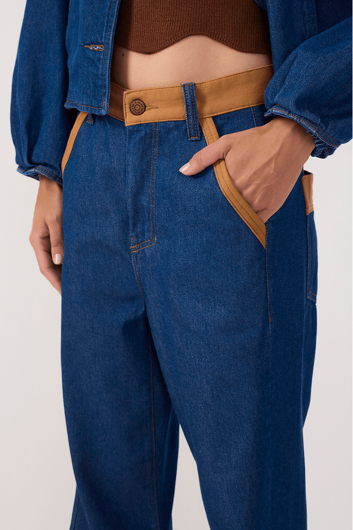 Calça Jeans Bicolor Vintage