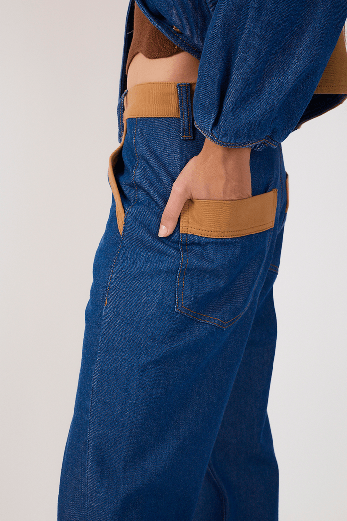 Calça Jeans Bicolor Vintage