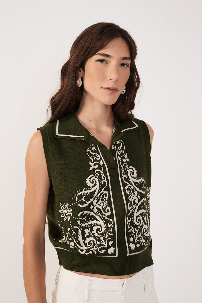 Colete Tricot Lenço