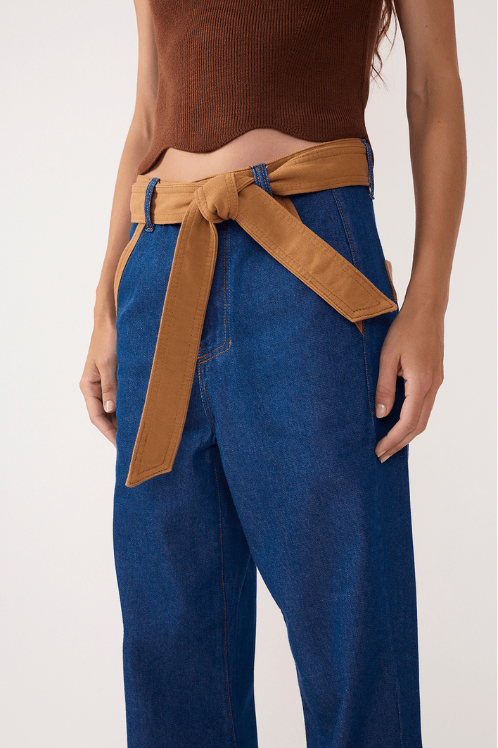 Calça Jeans Bicolor Vintage