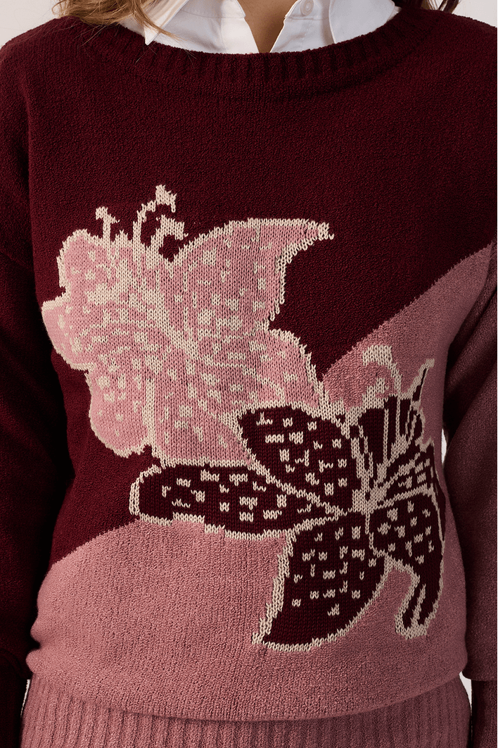 Casaco Tricot Detalhe Botânico