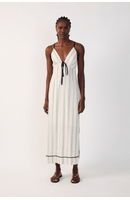 Vestido Cropped Linho Listrado