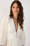 Vestido Cropped Bordado Barrado