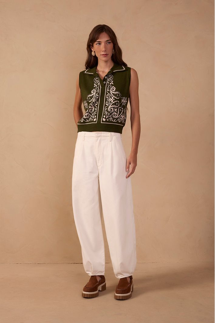 Calça Sarja Pregas