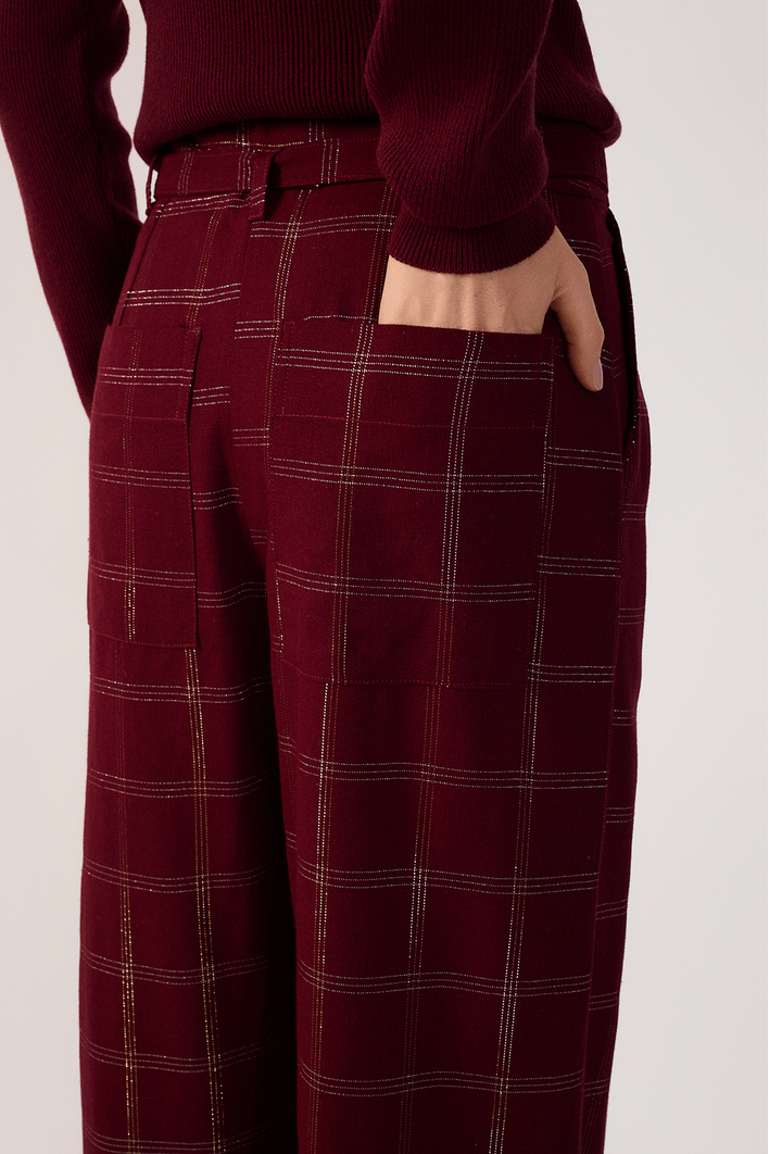 Calça Linho Lurex Xadrez