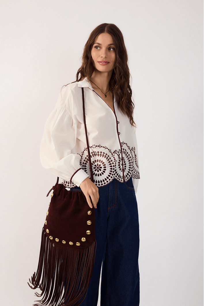 Camisa Algodão Bordado Barrado