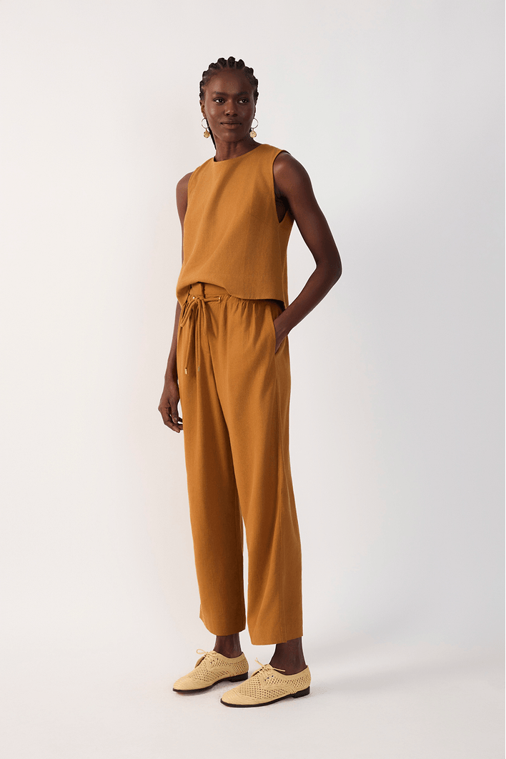Calça Linho Cadarço Cintura