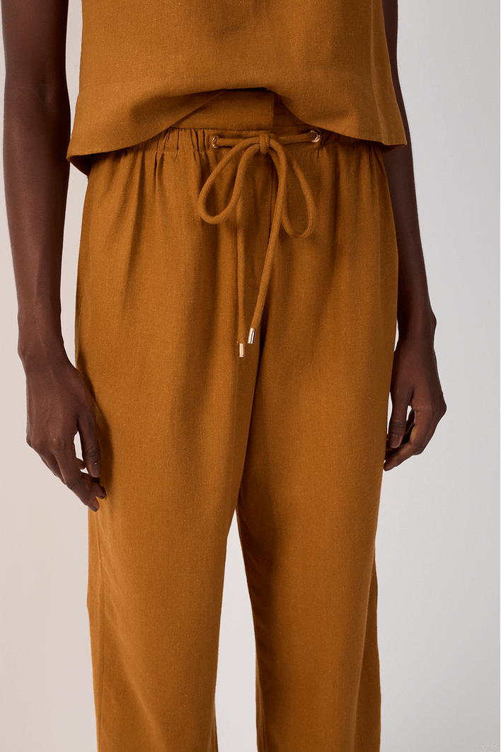 Calça Linho Cadarço Cintura