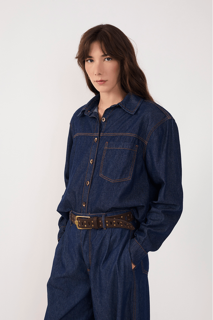 Camisa Jeans Botões