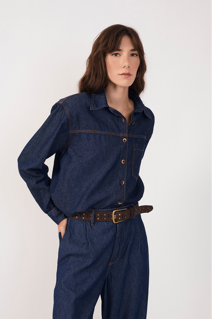Camisa Jeans Botões