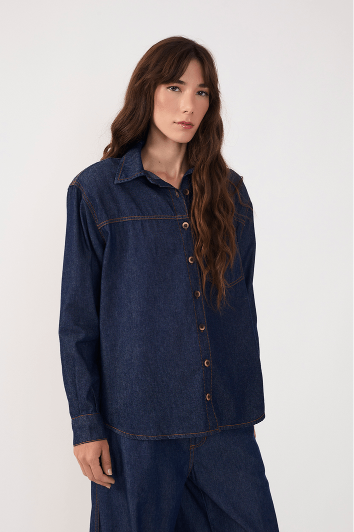 Camisa Jeans Botões
