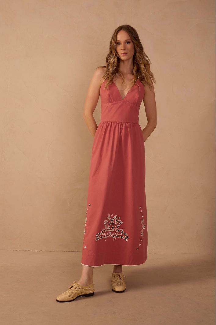Vestido Cropped Algodão Bordado
