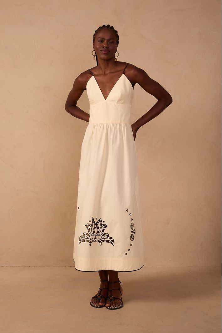 Vestido Cropped Algodão Bordado