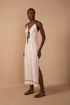 Vestido Cropped Linho Listrado