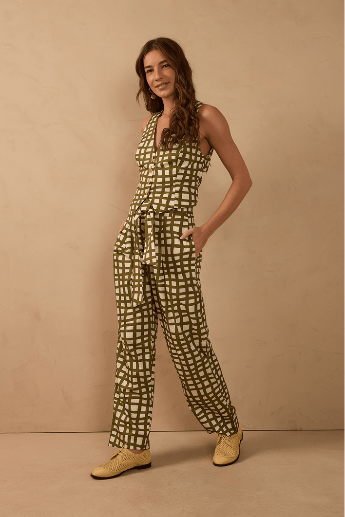 Calça Tricoline Est Trama Verde