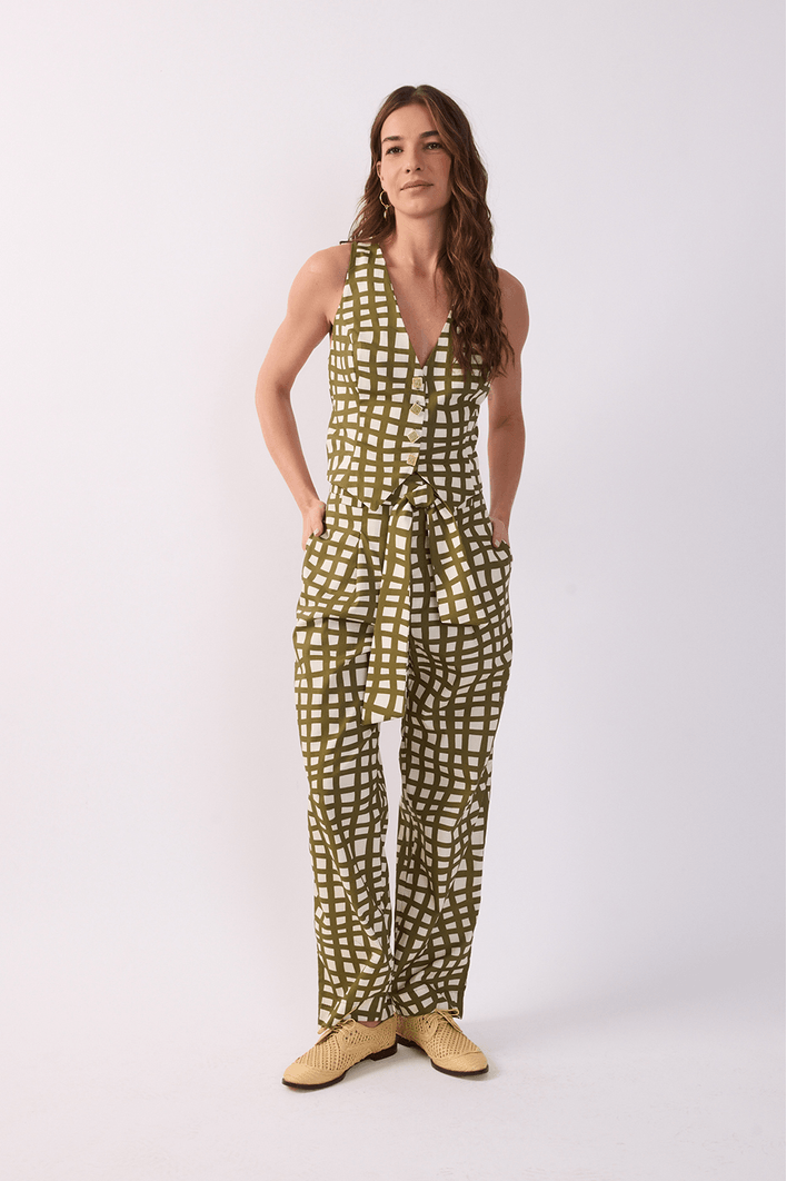 Calça Tricoline Est Trama Verde