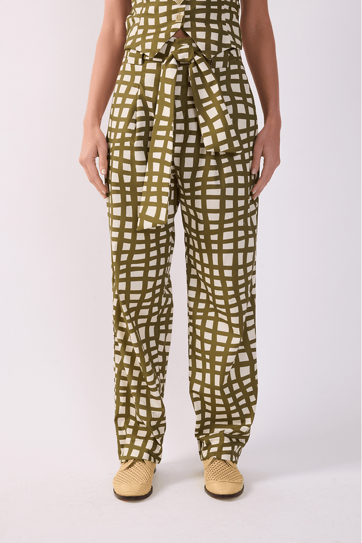 Calça Tricoline Est Trama Verde