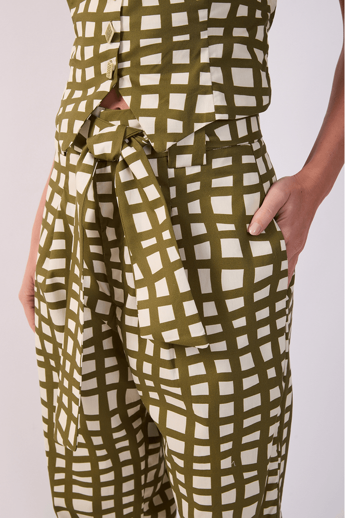 Calça Tricoline Est Trama Verde