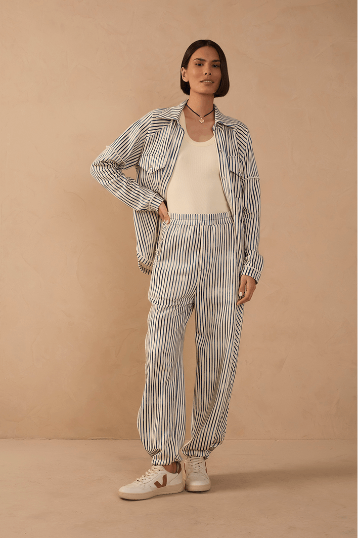 Calça Moletom Estampa Listra