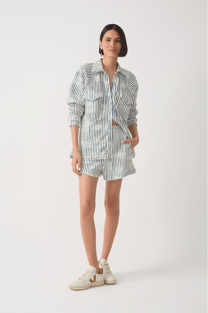 Short Moletom Estampa Listra