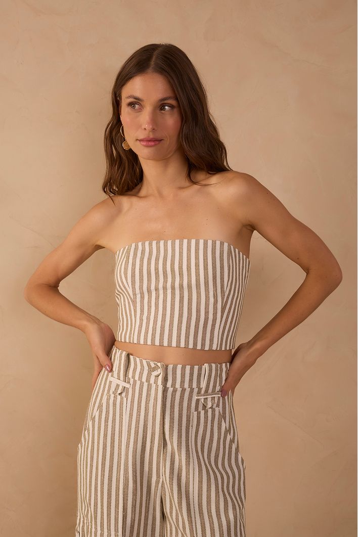 Blusa Sem Alça Listrado