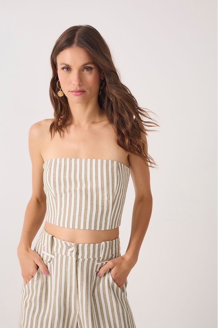 Blusa Sem Alça Listrado