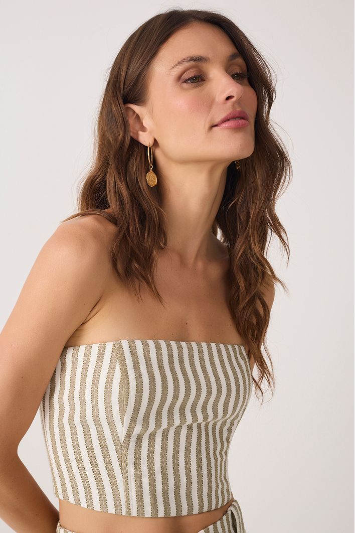 Blusa Sem Alça Listrado