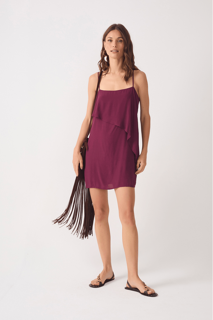 Vestido Curto Crepe Sobreposição