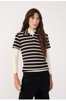 Blusa Polo Listrado Canelado