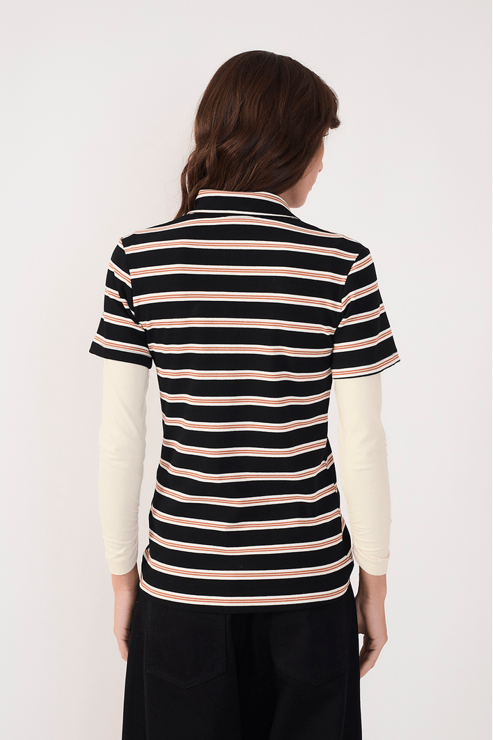 Blusa Polo Listrado Canelado