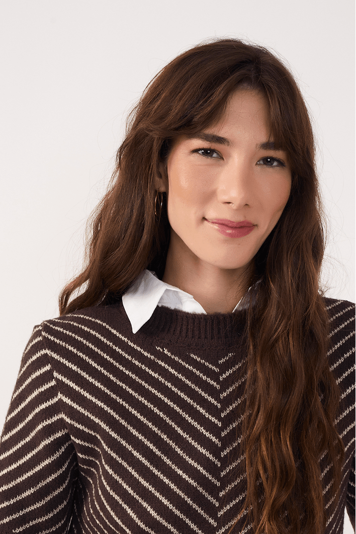 Blusa Tricot Jacquard Diagonal