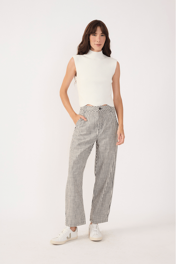 Calça Sarja Linho Listra Black
