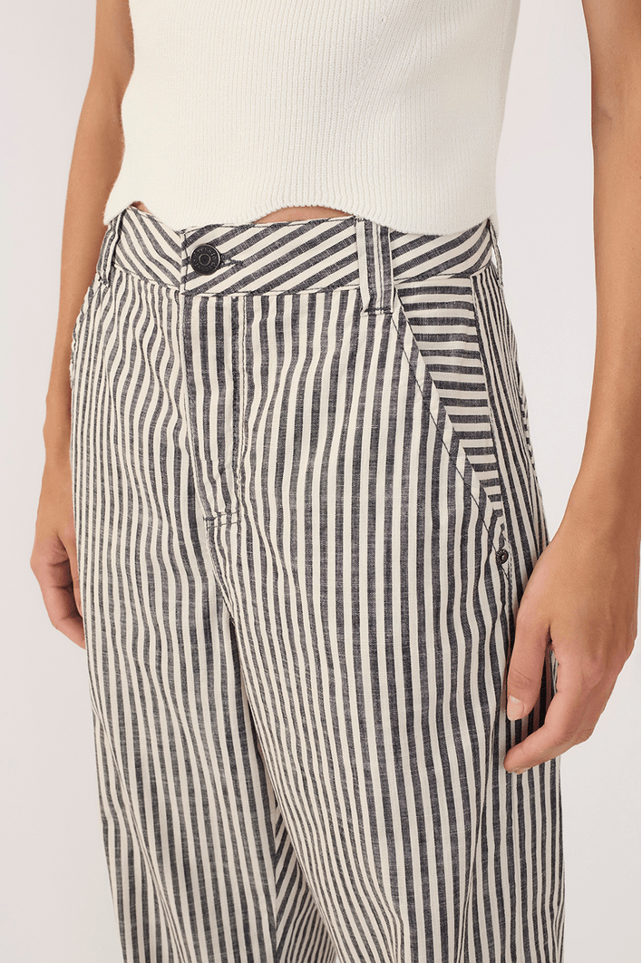 Calça Sarja Linho Listra Black