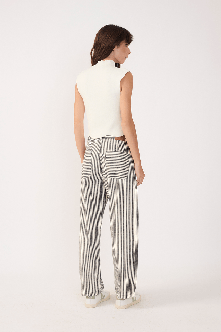 Calça Sarja Linho Listra Black