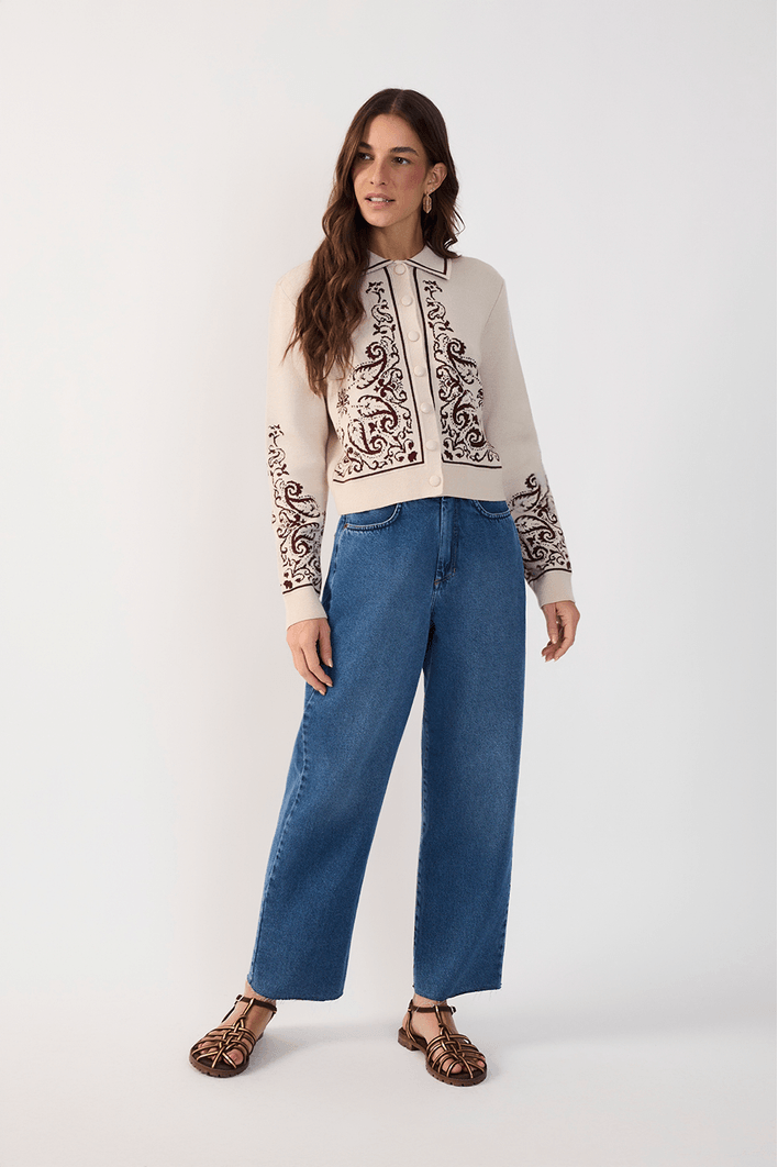 Calça Jeans Reta Marcada