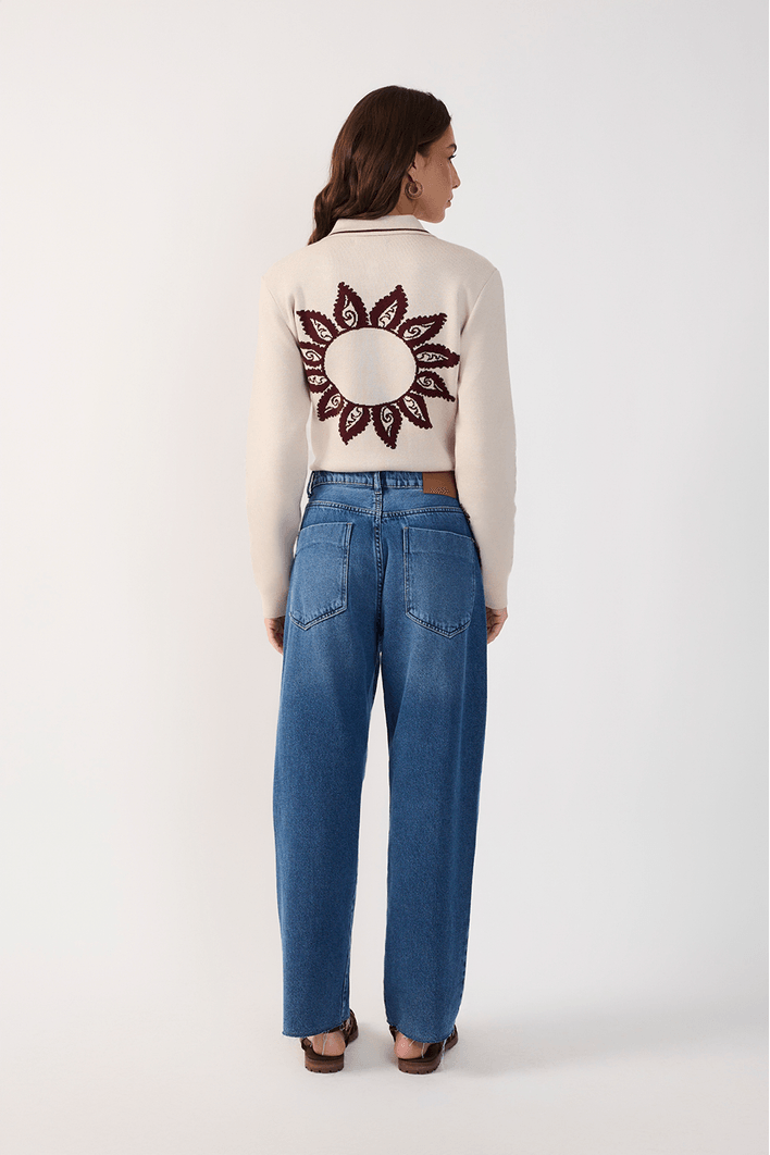 Calça Jeans Reta Marcada