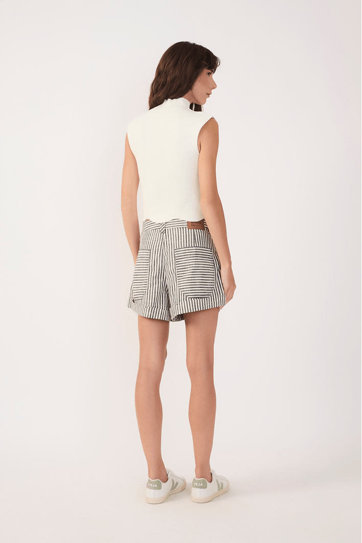 Short Sarja Linho Listra Black