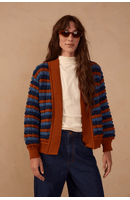 Casaco Tricot Listras Denim